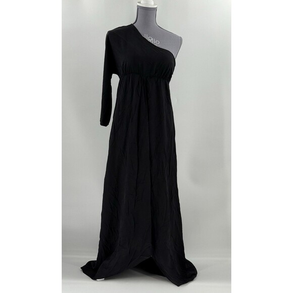 TUCKER Graceful Elegance Black One-Shoulder Long Sleeve Maxi Dress SIZE SMALL - Picture 6 of 14